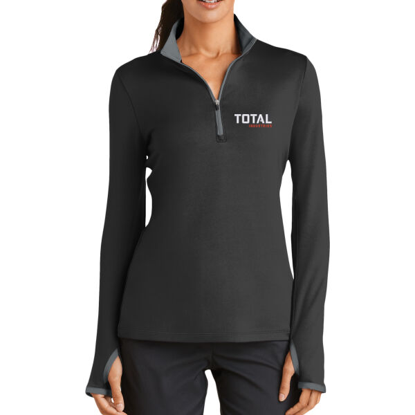 Total Industries Embroidered - Ladies Dri FIT Stretch 1/2 Zip Cover Up Thumbnail