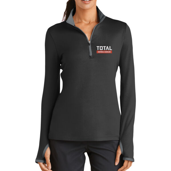 Total Industries Embroidered Material Handling - Ladies Dri FIT Stretch 1/2 Zip Cover Up Thumbnail
