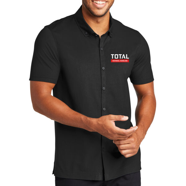 Total Industries Material Handling Printed - Stretch Pique Full Button Polo Thumbnail