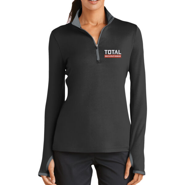 Total Industries Embroidered Golf & Utility - Ladies Dri FIT Stretch 1/2 Zip Cover Up Thumbnail
