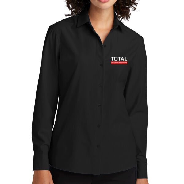 Total Industries Golf Utility Vehicles Printed - Women's Long Sleeve Stretch Woven Shirt Thumbnail
