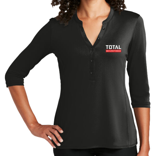 Total Industries Golf Utility Vehicles Printed - Ladies UV Choice Pique Henley Thumbnail