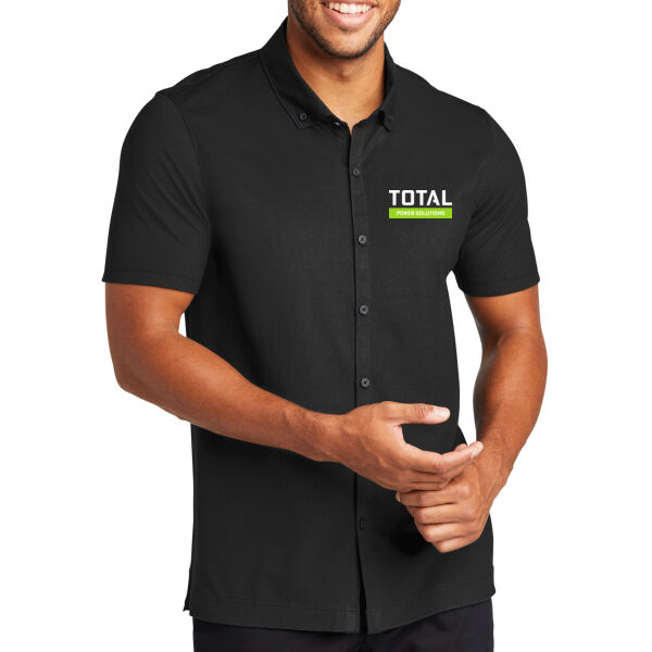 Total Industries Power Solutions Printed - Stretch Pique Full Button Polo Thumbnail