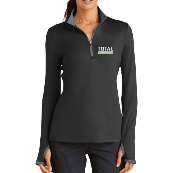 Total Industries Embroidered Power Solutions - Ladies Dri FIT Stretch 1/2 Zip Cover Up Thumbnail