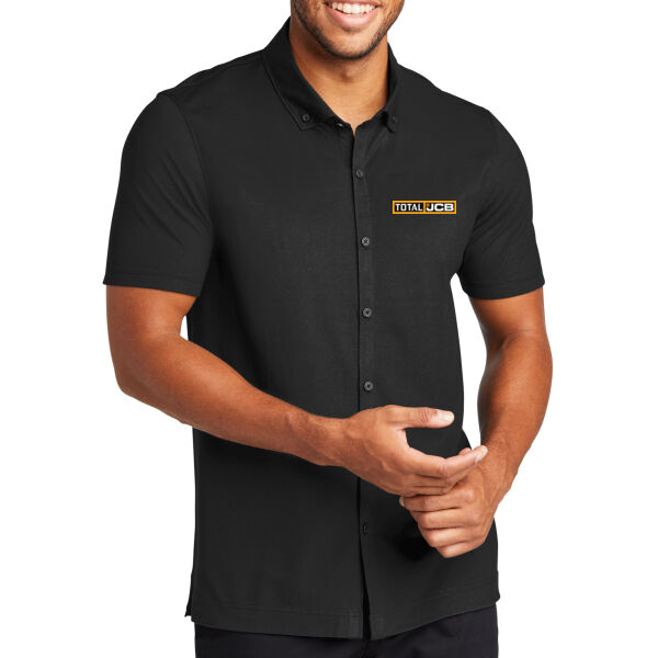 Total Industries Total JCB Printed - Stretch Pique Full Button Polo Thumbnail
