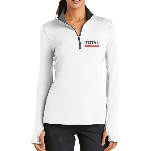 Total Industries Embroidered Golf & Utility - Ladies Dri FIT Stretch 1/2 Zip Cover Up Thumbnail