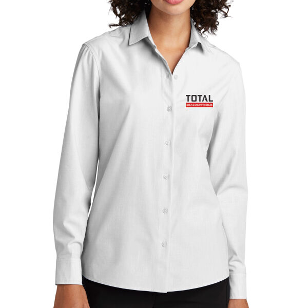 Total Industries Golf Utility Vehicles Printed - Women's Long Sleeve Stretch Woven Shirt Thumbnail