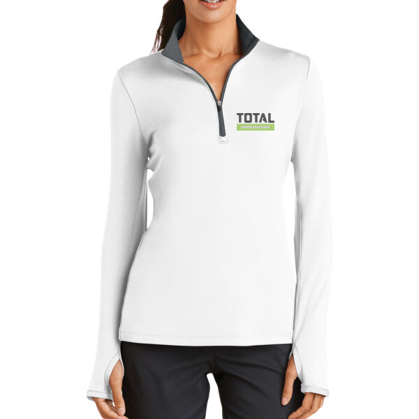 Total Industries Embroidered Power Solutions - Ladies Dri FIT Stretch 1/2 Zip Cover Up Thumbnail